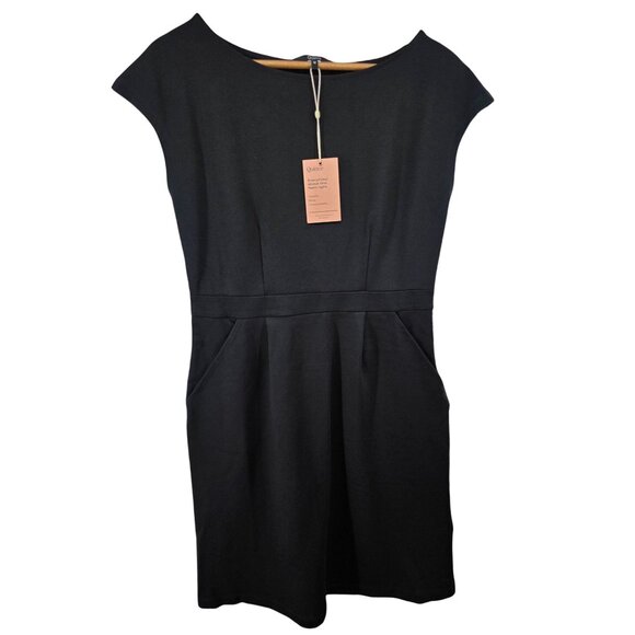 Quince Ultra-Stretch Ponte Cap Sleeve Dress Black Medium NWT - Picture 2 of 10